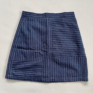 Navy Striped Mini Skirt